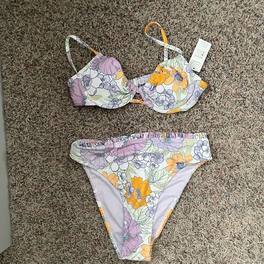 Floral high wasted bikini
